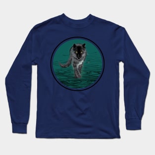 Gray Wolf Walking Long Sleeve T-Shirt